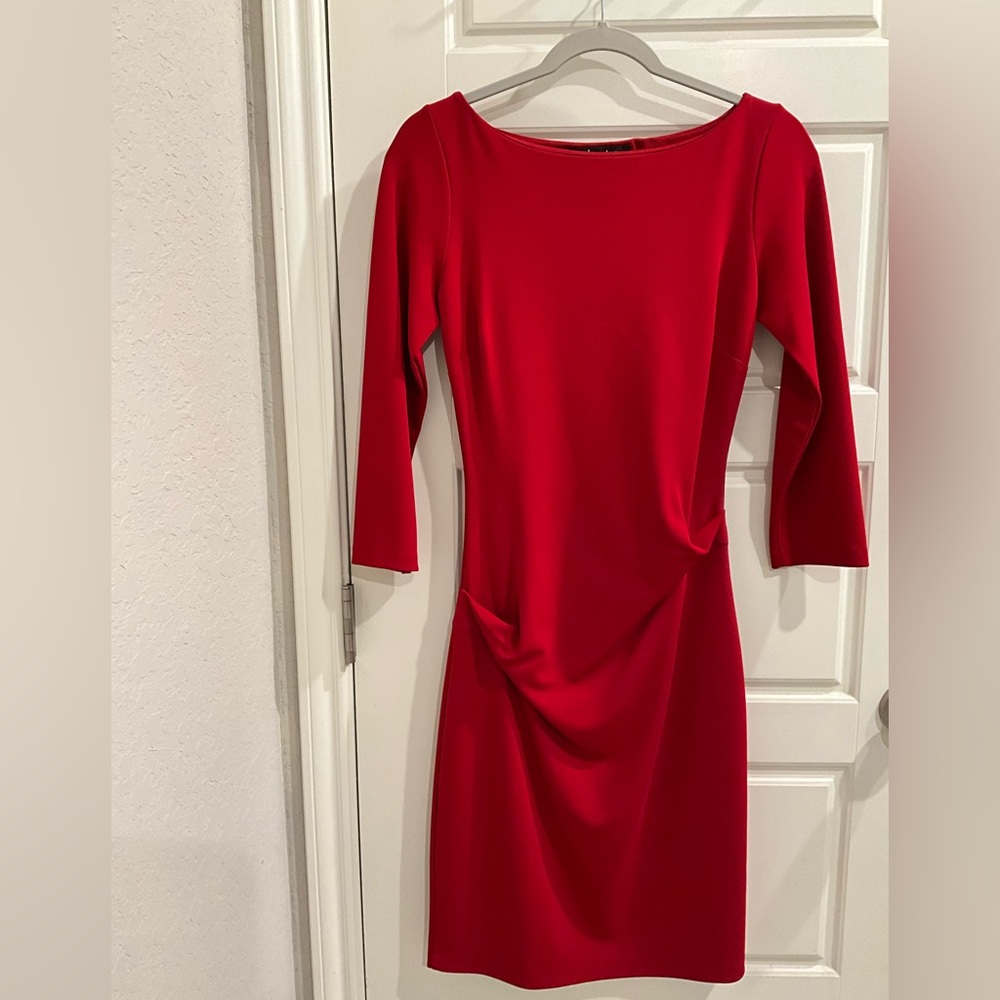 Nicole Miller Red Crewneck Dress Top